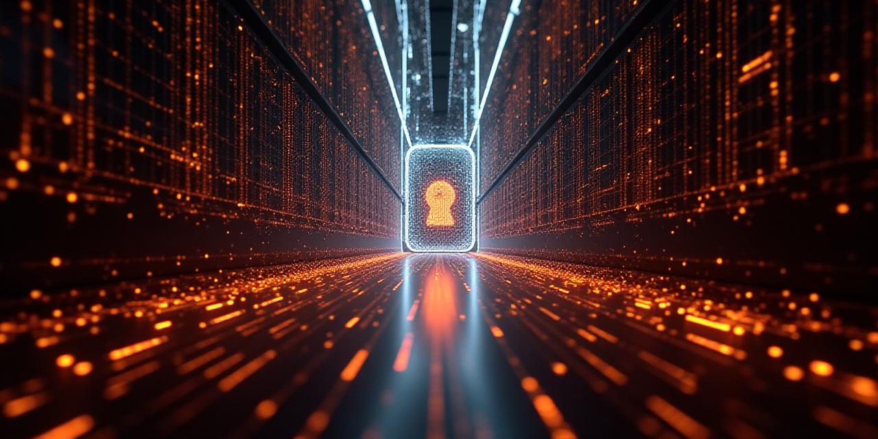 Abstract representation of secure data flow and digital privacy